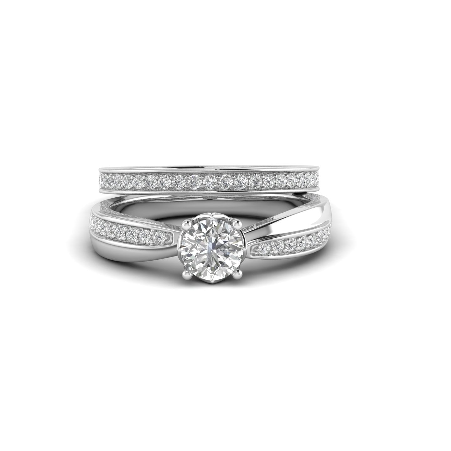 White Gold Studded 0.82 Carat Lab Grown Diamond Ring-F Color VVS Clarity.